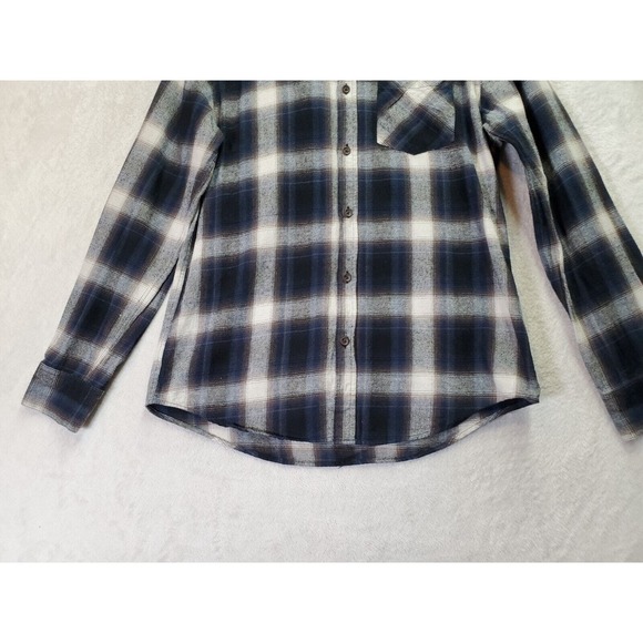 21 MEN Shirt Men Small Navy Multi Plaid Flannel 100% Cotton Collared Button Down - Picture 3 of 9